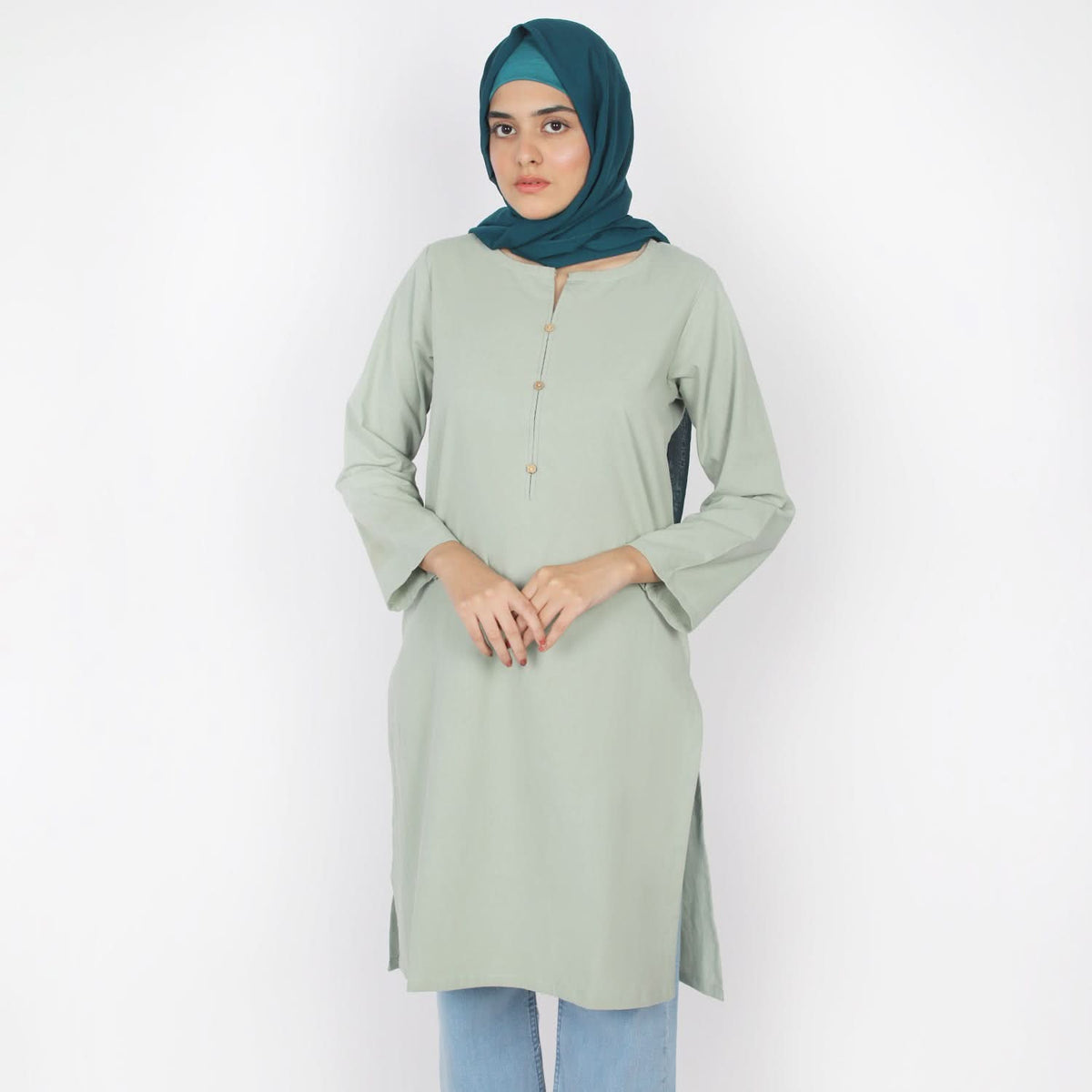 Women's Stitched Kurti - Light Green, Women Ready Kurtis, Chase Value, Chase Value