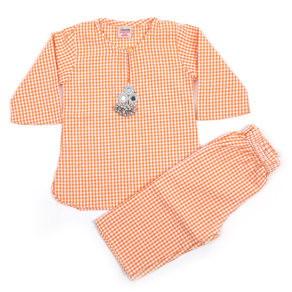 Newborn Girls Shalwar Suit - Orange