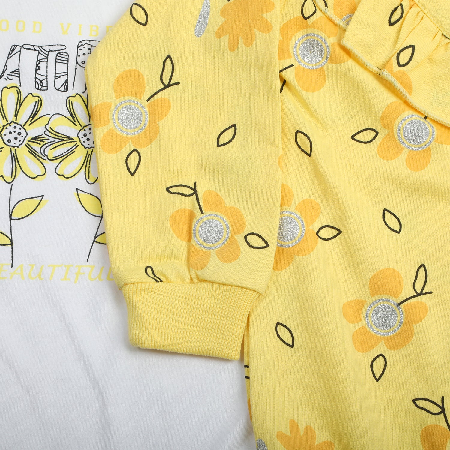 Girls Full Sleeves 3pcs Suit - Yellow, Girls Suits, Chase Value, Chase Value