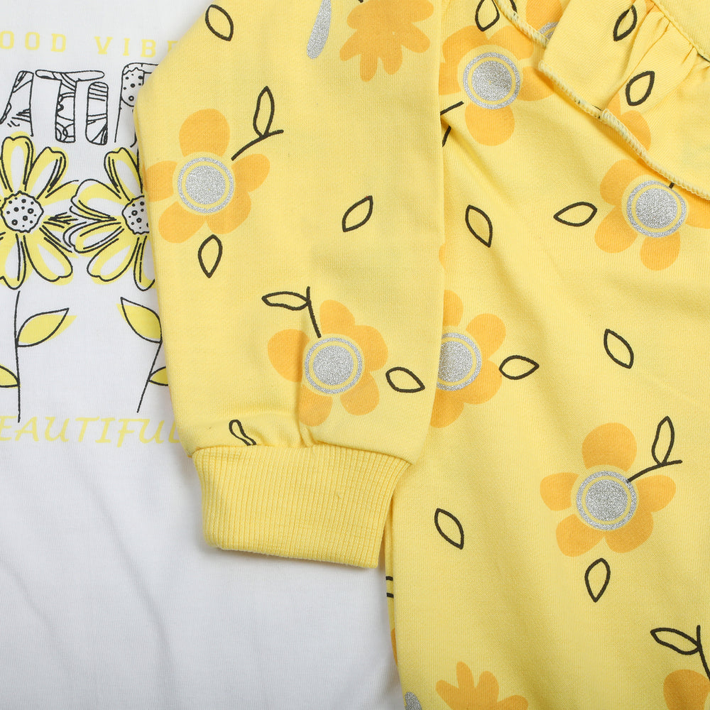 Girls Full Sleeves 3pcs Suit - Yellow, Girls Suits, Chase Value, Chase Value