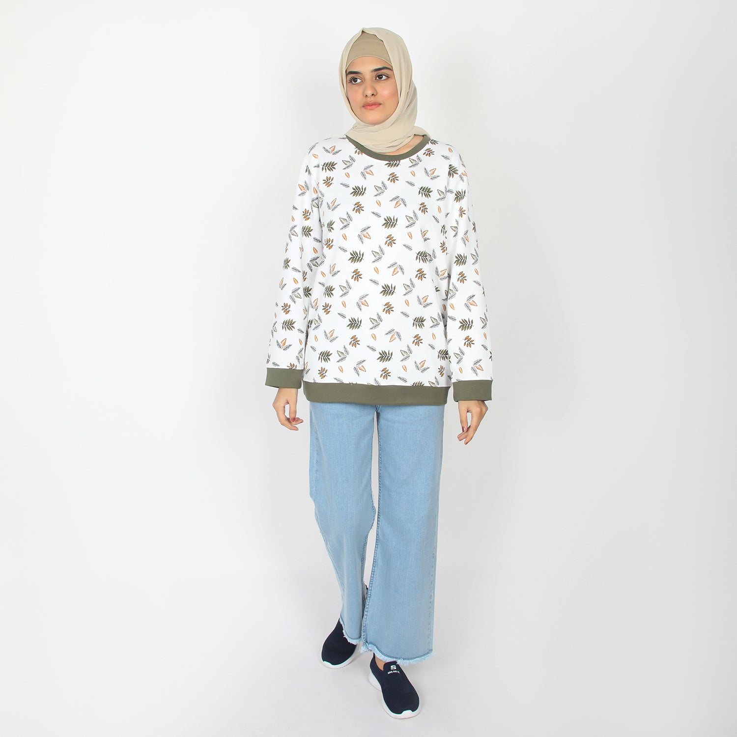 Women's Full Sleeves Sweat Shirt - Olive, Women Sweatshirts & Hoodies, Chase Value, Chase Value