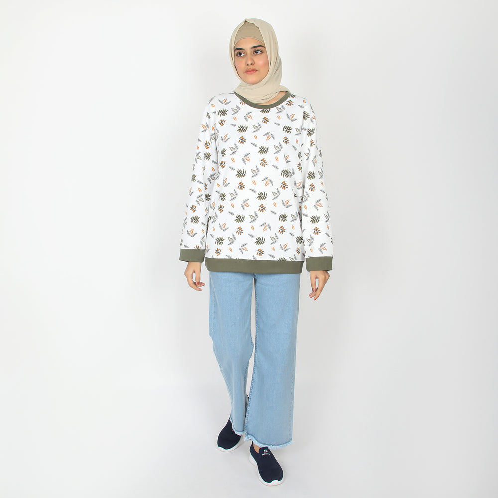 Women's Full Sleeves Sweat Shirt - Olive, Women Sweatshirts & Hoodies, Chase Value, Chase Value