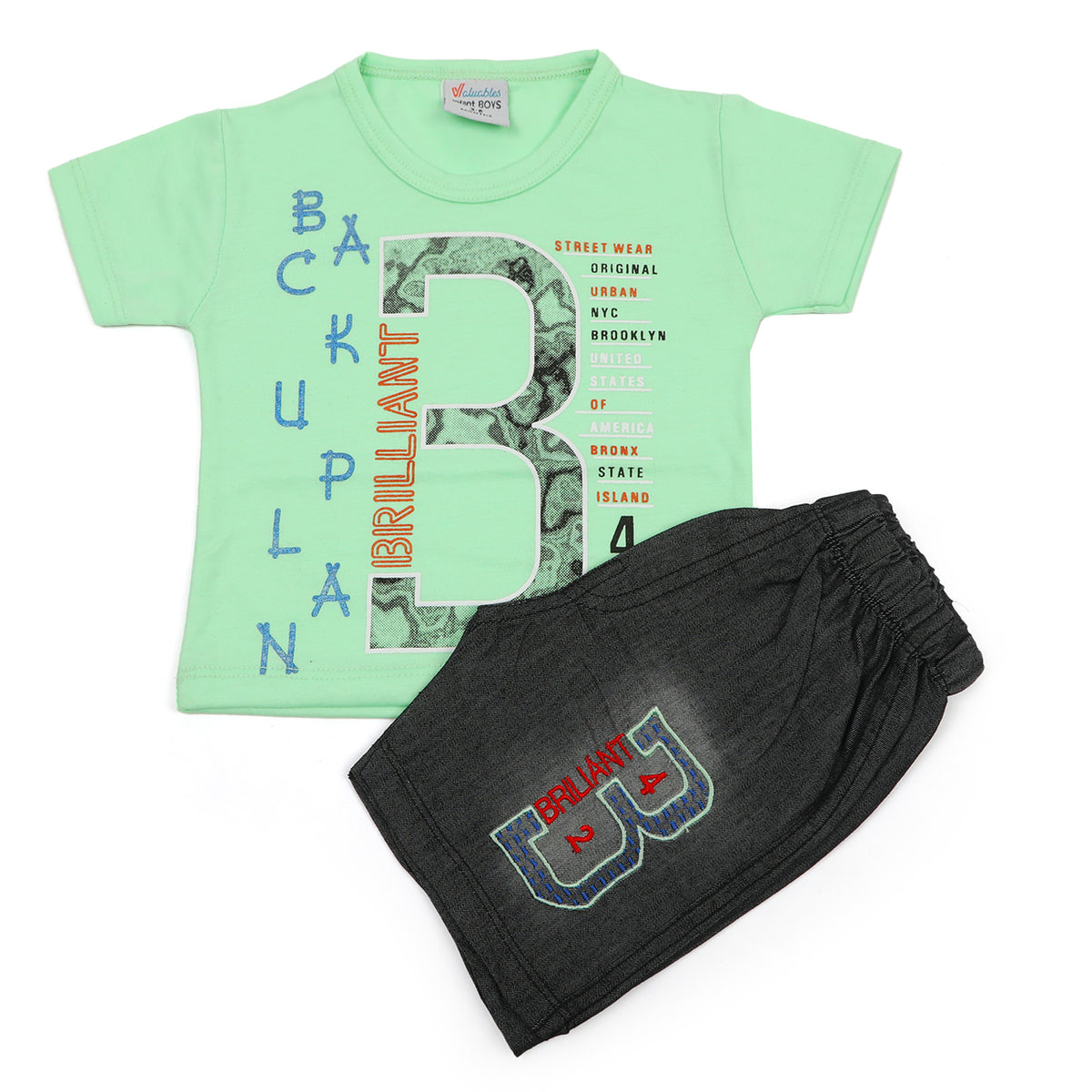 Newborn Boys Half Sleeves Suit - Light Green, Newborn Boys Sets & Suits, Chase Value, Chase Value