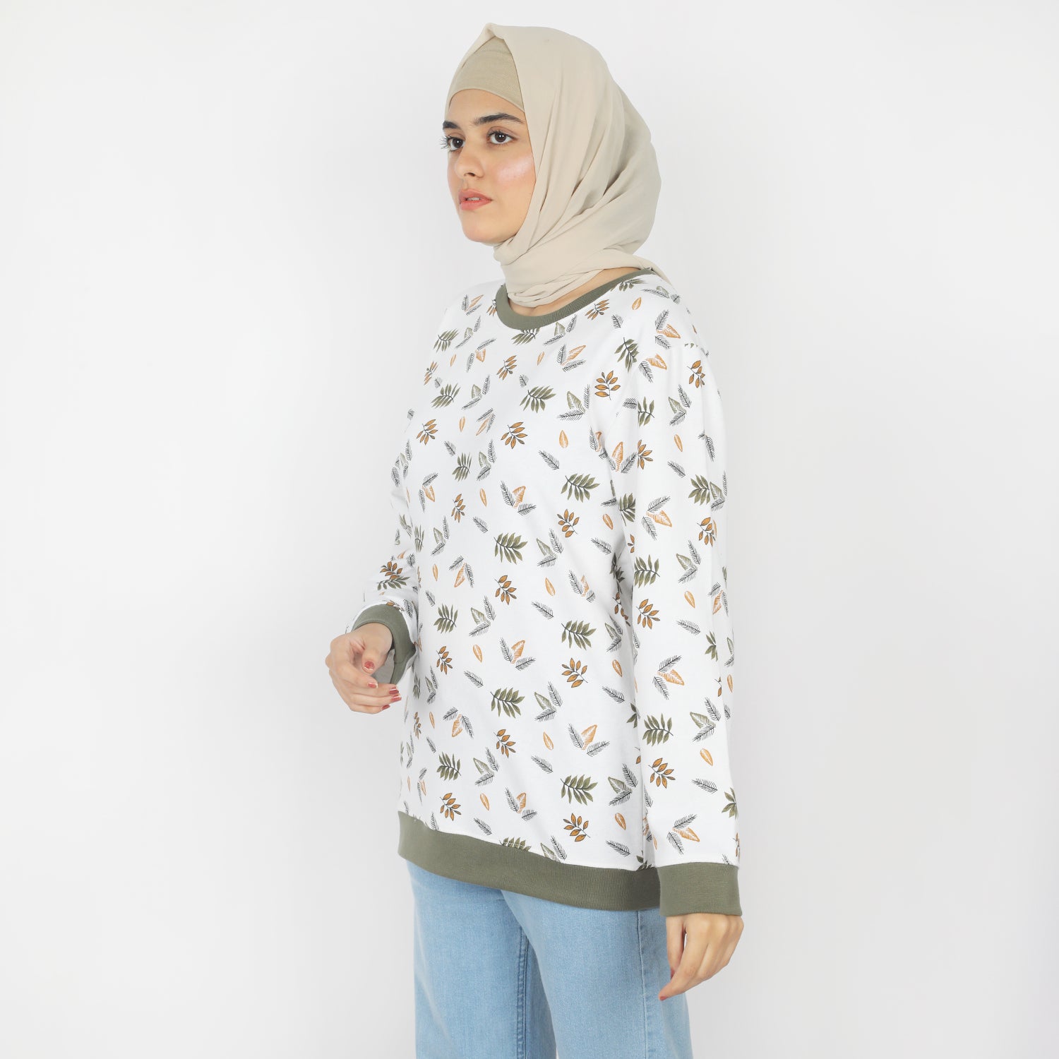 Women's Full Sleeves Sweat Shirt - Olive, Women Sweatshirts & Hoodies, Chase Value, Chase Value