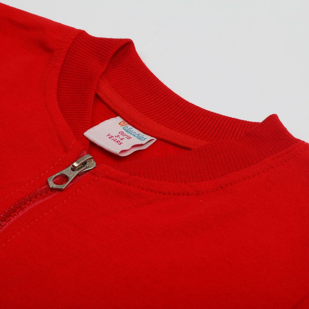 Girls Full Sleeves 3pcs Suit - Red, Girls Suits, Chase Value, Chase Value