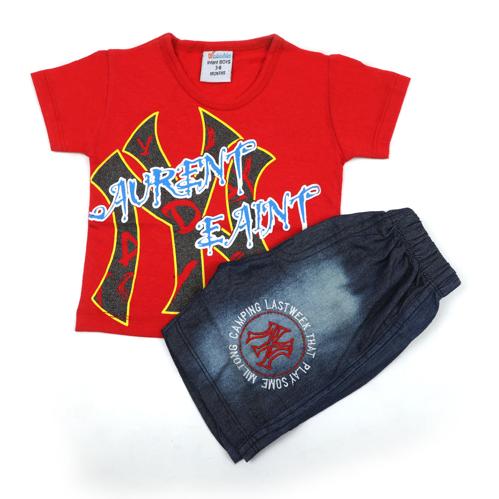 Newborn Boys Half Sleeves Suit - Red, Newborn Boys Sets & Suits, Chase Value, Chase Value