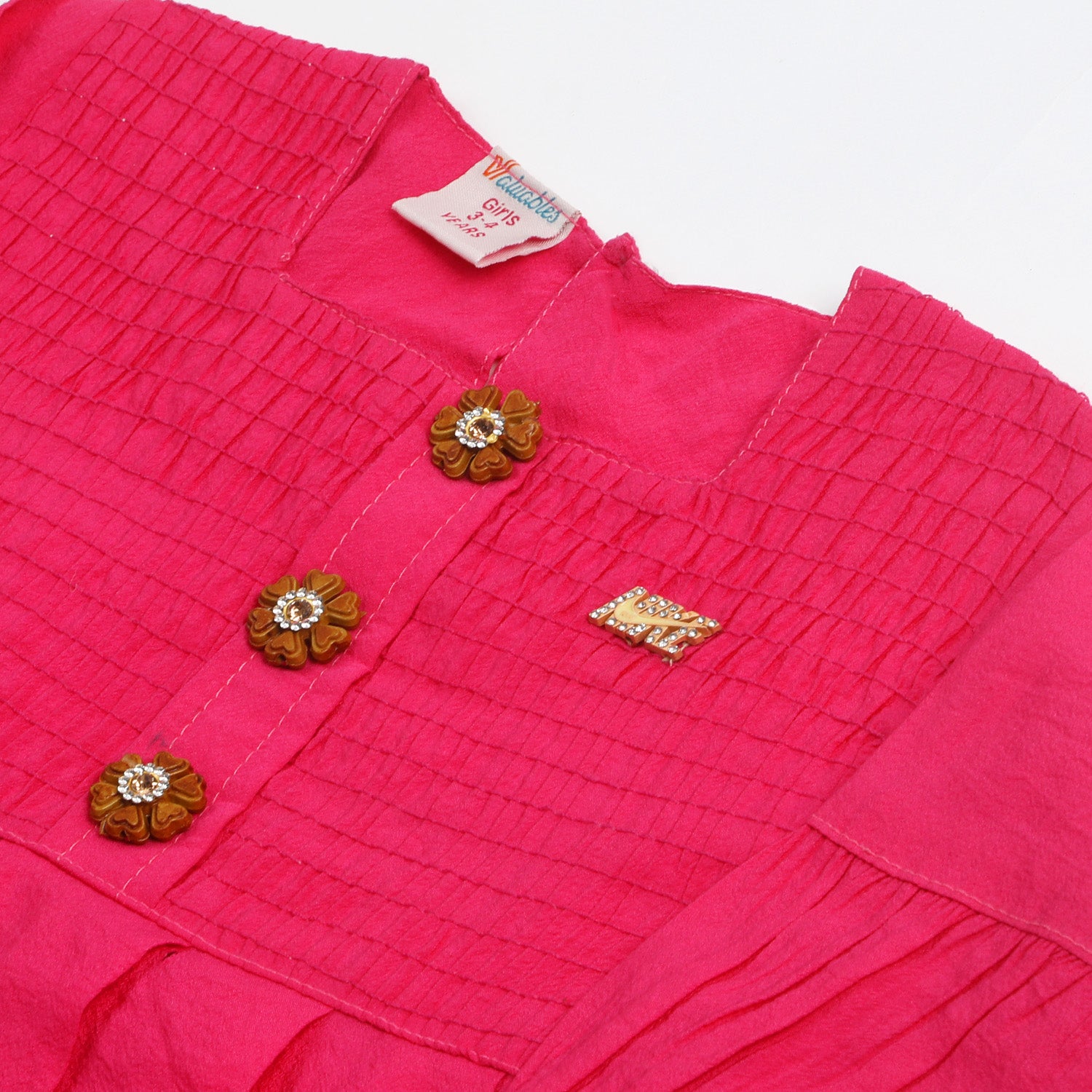Girls Full Sleeves Woven Top - Pink, Girls Tops, Chase Value, Chase Value