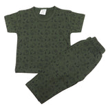 Newborn Boys Round Neck Half Sleeves Night Suit - Dark Green, Newborn Boys Sets & Suits, Chase Value, Chase Value