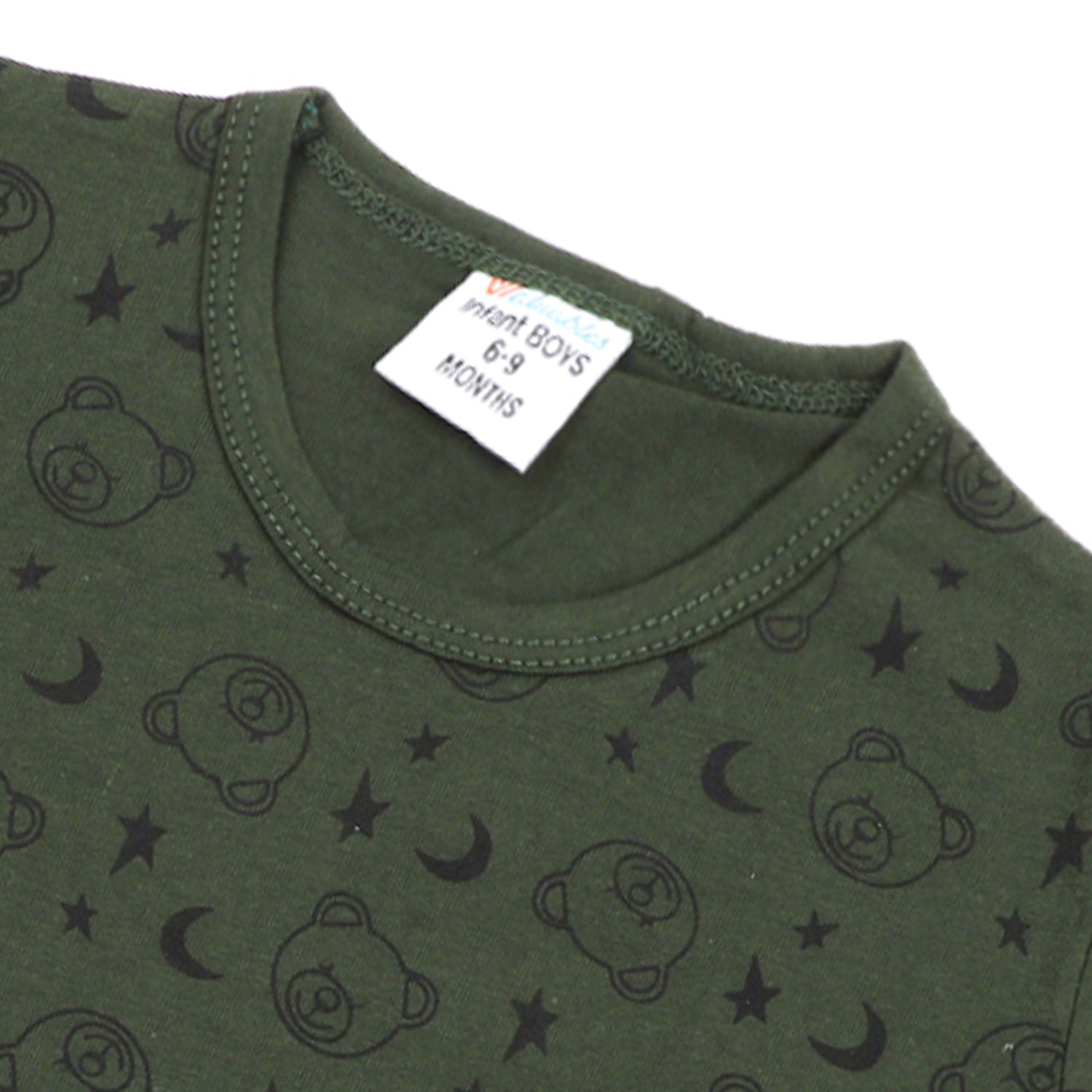 Newborn Boys Round Neck Half Sleeves Night Suit - Dark Green, Newborn Boys Sets & Suits, Chase Value, Chase Value