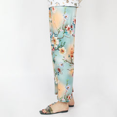 Women's Printed Trouser - Cyan