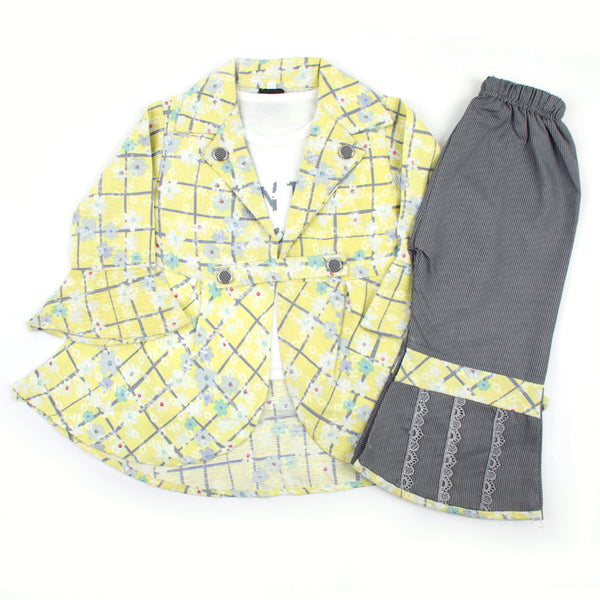 Girl Full Sleeve Co-Ord Set - Lemon