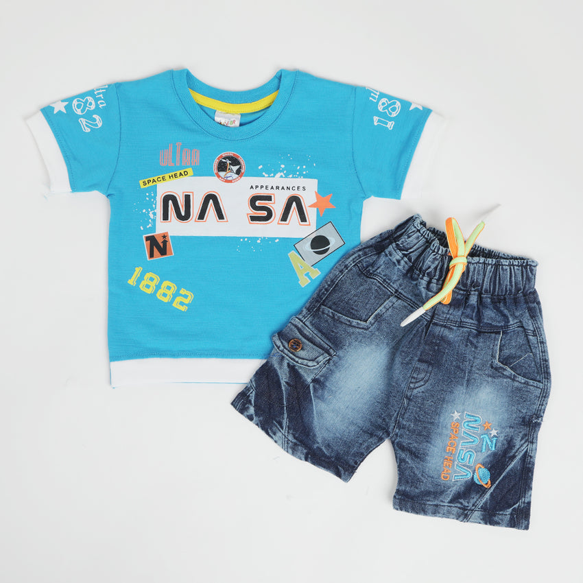 Newborn Boys Denim Suit - Blue