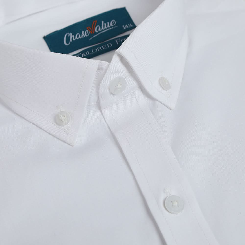 Men's Formal Plain Button Down Shirt - White, Men's Shirts, Chase Value, Chase Value