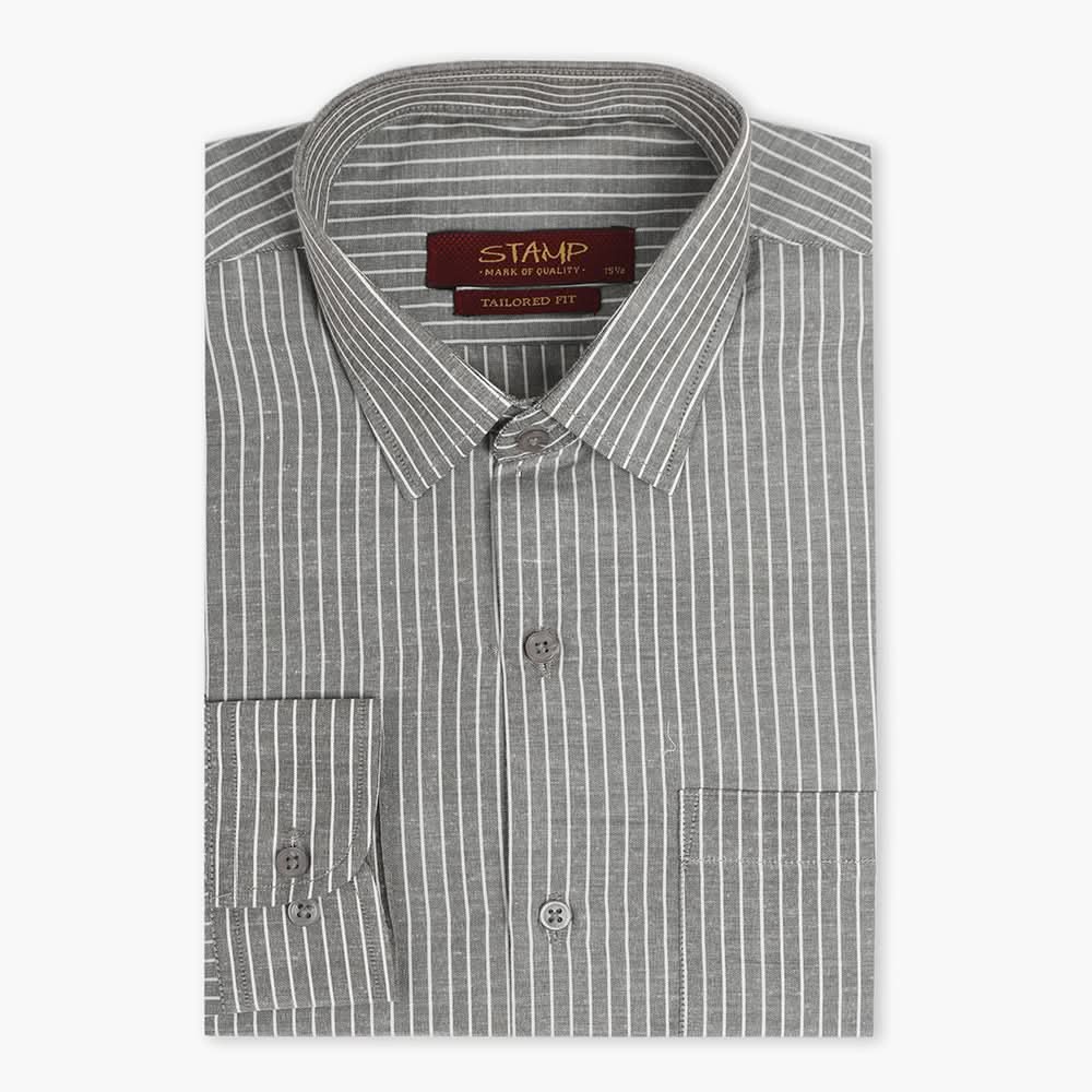 Men's Formal Stamp Stripe Shirt - Grey, Men's Shirts, Chase Value, Chase Value