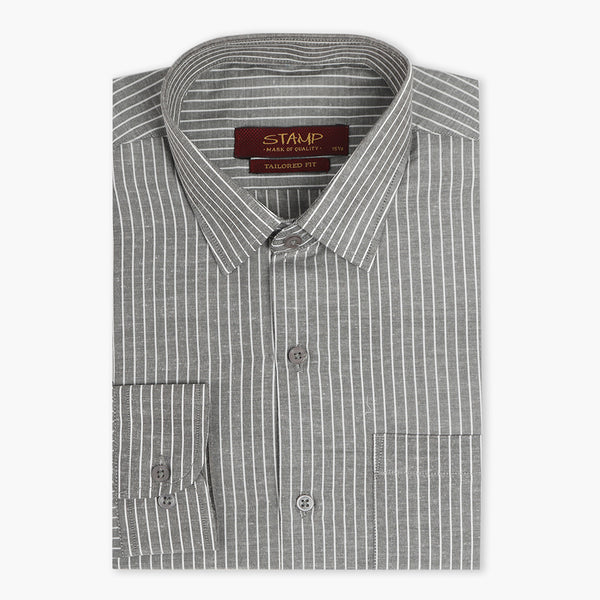 Men's Formal Stamp Stripe Shirt - Grey