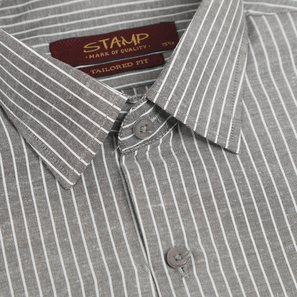 Men's Formal Stamp Stripe Shirt - Grey