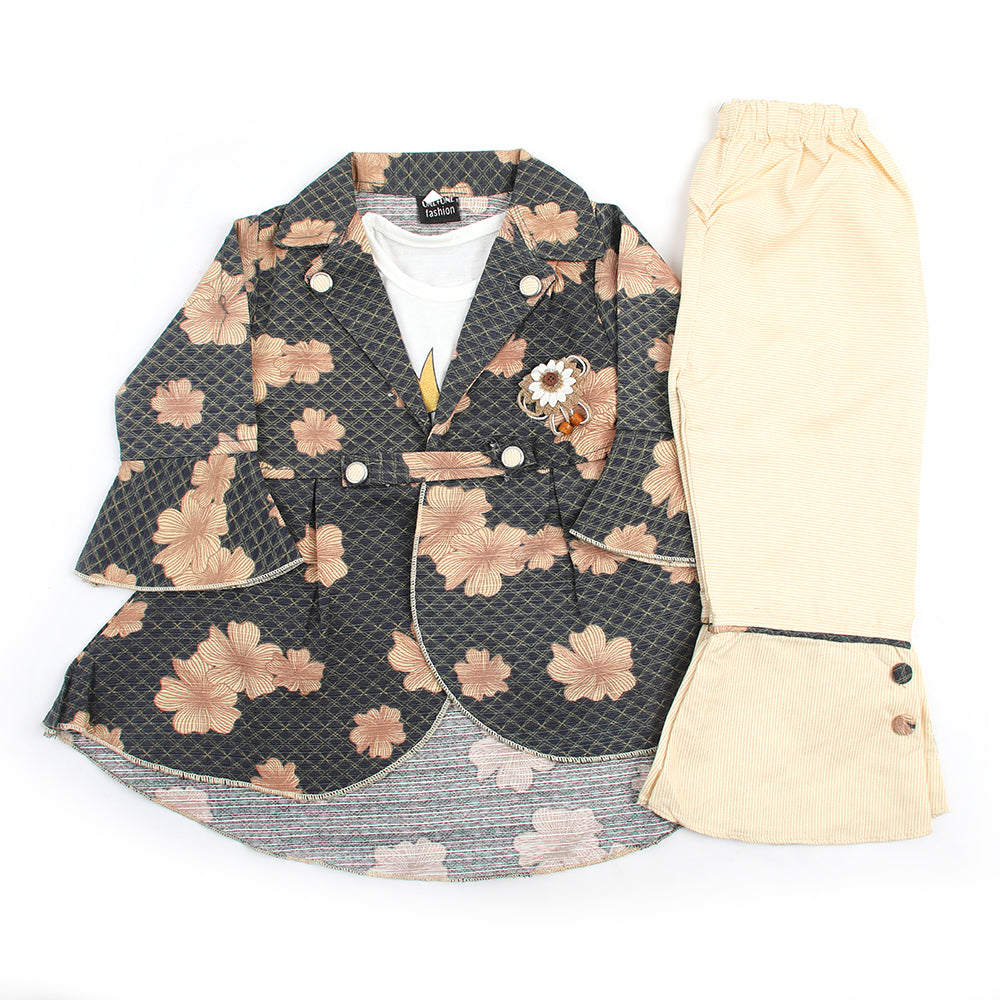 Girl Full Sleeve Co-Ord Set - Black & Brown, Girls Suits, Chase Value, Chase Value