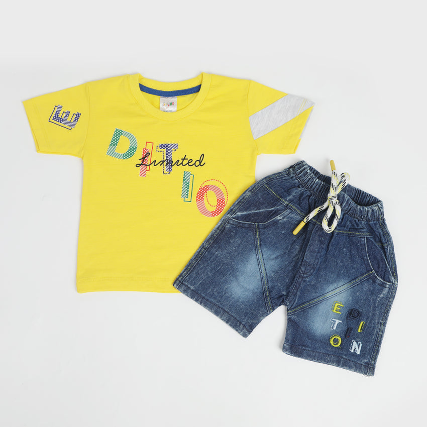 Newborn Boys Denim Suit - Yellow