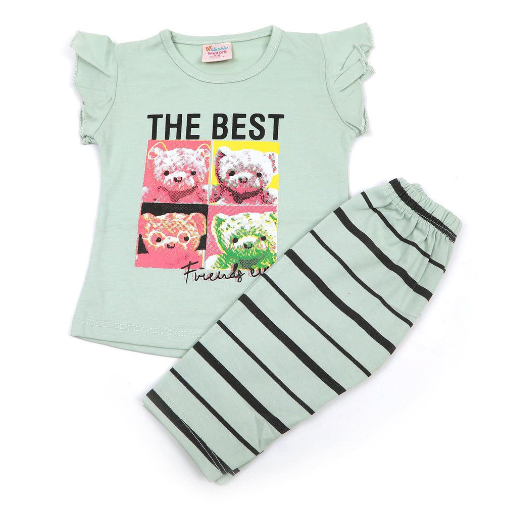 Newborn Girls Half Sleeves Suit - Light Green, Newborn Girls Sets & Suits, Chase Value, Chase Value