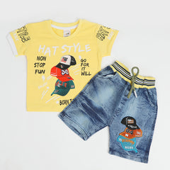 Newborn Boys Denim Suit - Yellow