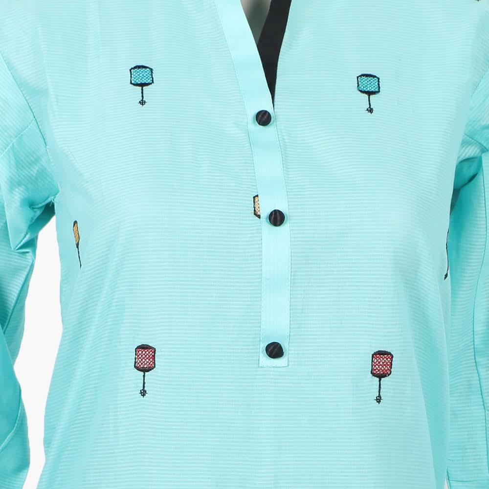 Girls Teens Embroidered Stitched 2Pcs Shalwar Suit - Sea Green, Women Shalwar Suits, Chase Value, Chase Value
