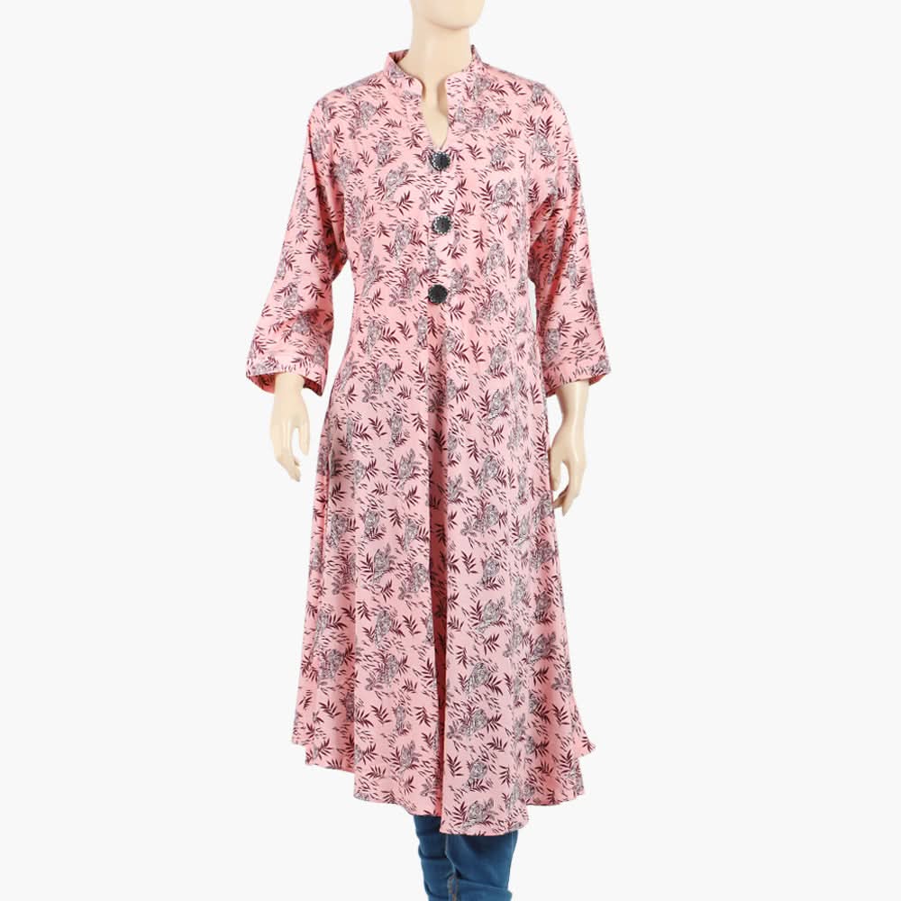 Women's Jalpari Printed Stitched Kurti - Peach, Women Ready Kurtis, Chase Value, Chase Value