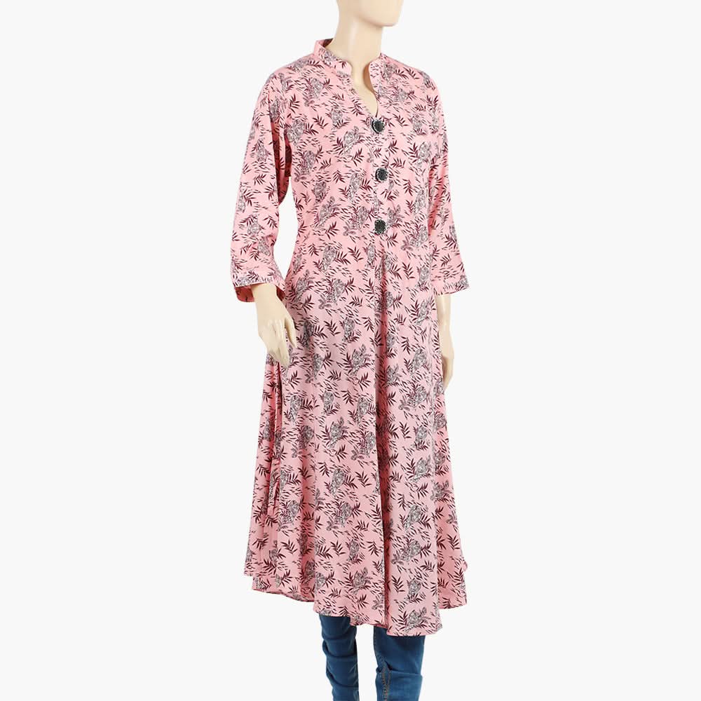 Women's Jalpari Printed Stitched Kurti - Peach, Women Ready Kurtis, Chase Value, Chase Value