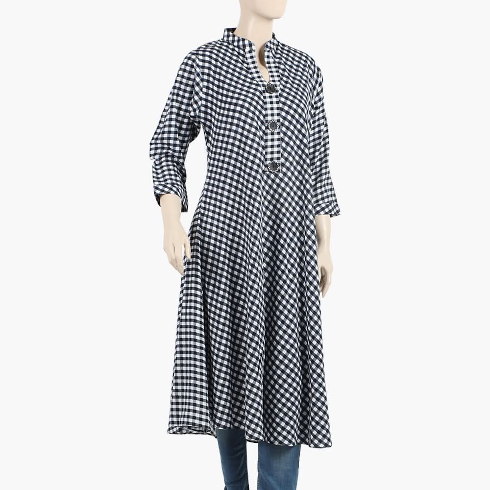Women's Jalpari Printed Stitched Kurti - Black, Women Ready Kurtis, Chase Value, Chase Value