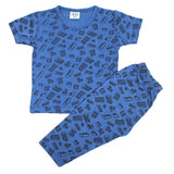Newborn Boys Round Neck Half Sleeves Night Suit - Royal Blue, Newborn Boys Sets & Suits, Chase Value, Chase Value