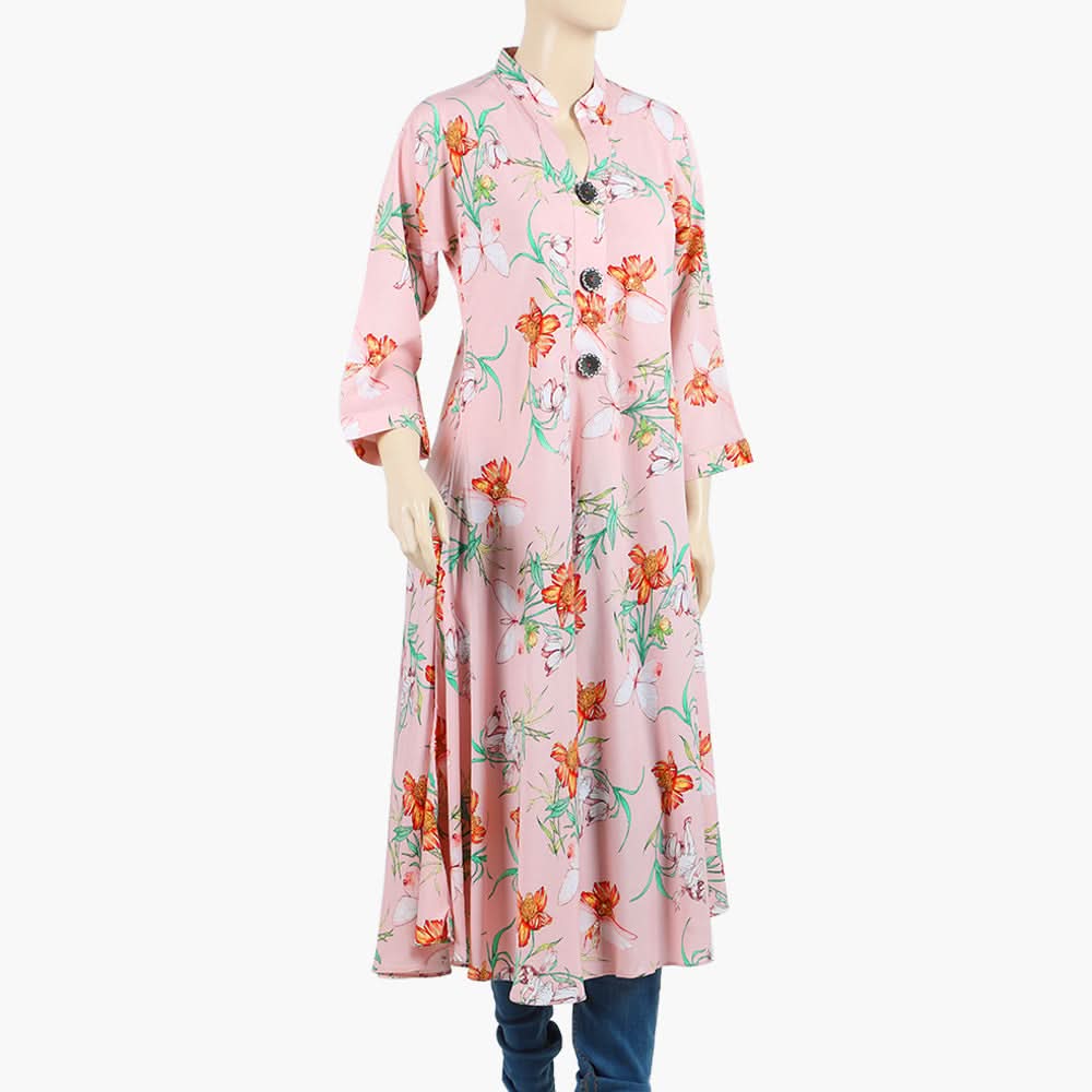 Women's Jalpari Printed Stitched Kurti - Peach, Women Ready Kurtis, Chase Value, Chase Value