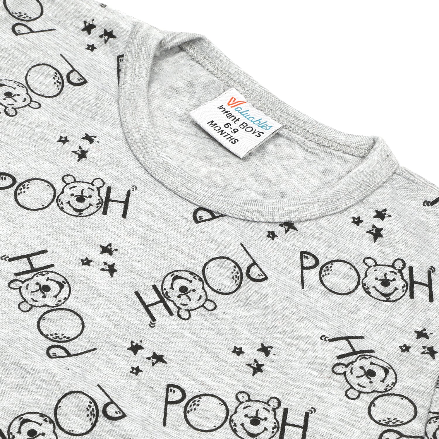 Newborn Boys Round Neck Half Sleeves Night Suit - Grey, Newborn Boys Sets & Suits, Chase Value, Chase Value