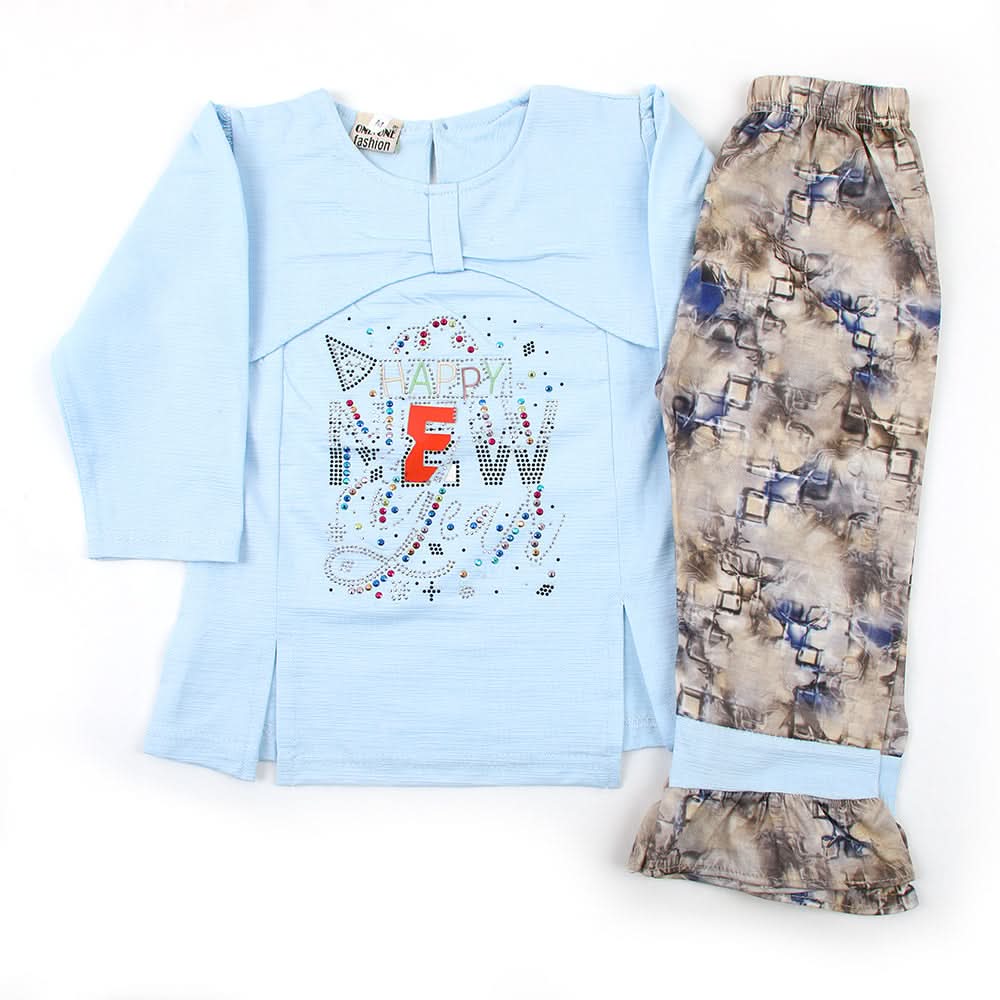 Girl Full Sleeves Tight Suit- Sky Blue, Girls Suits, Chase Value, Chase Value