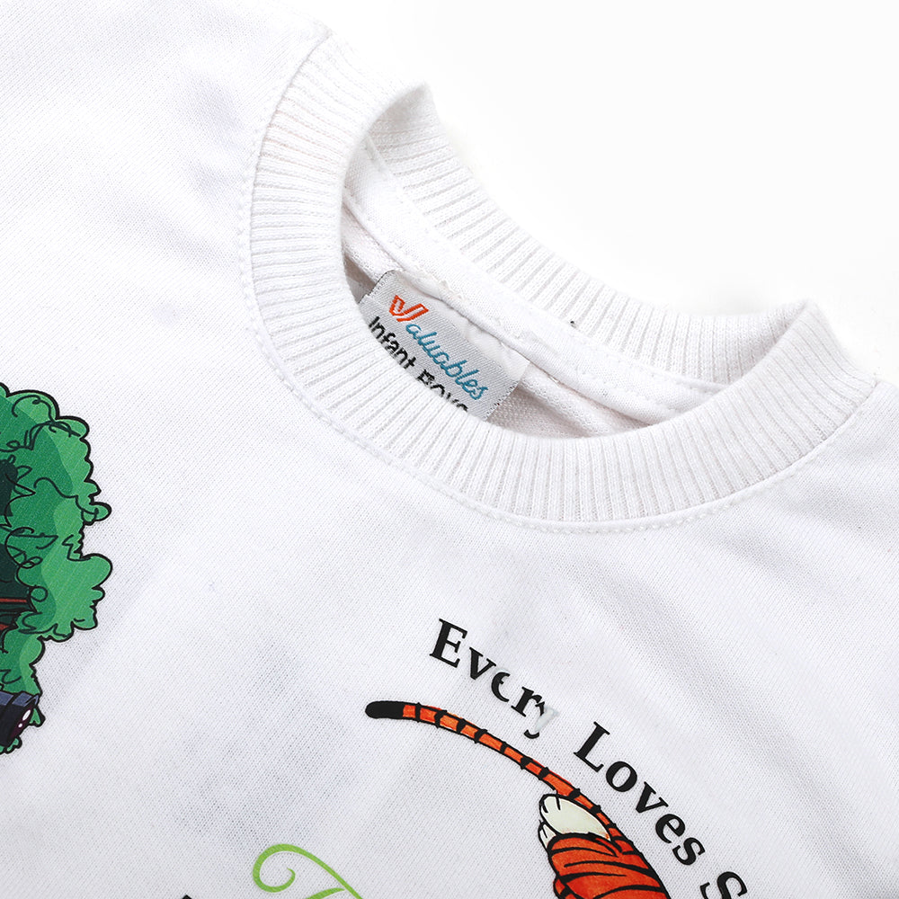 Newborn Boys Full Sleeves T-shirt - White, Newborn Boys Shirts & T-Shirts, Chase Value, Chase Value