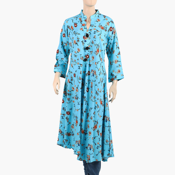 Women's Jalpari Printed Stitched Kurti - Sky Blue, Women Ready Kurtis, Chase Value, Chase Value