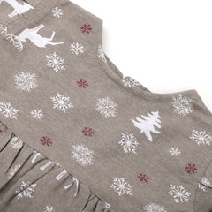 Girls Full Sleeves Flannel Suit - Grey