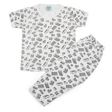 Newborn Boys Round Neck Half Sleeves Night Suit - White, Newborn Boys Sets & Suits, Chase Value, Chase Value