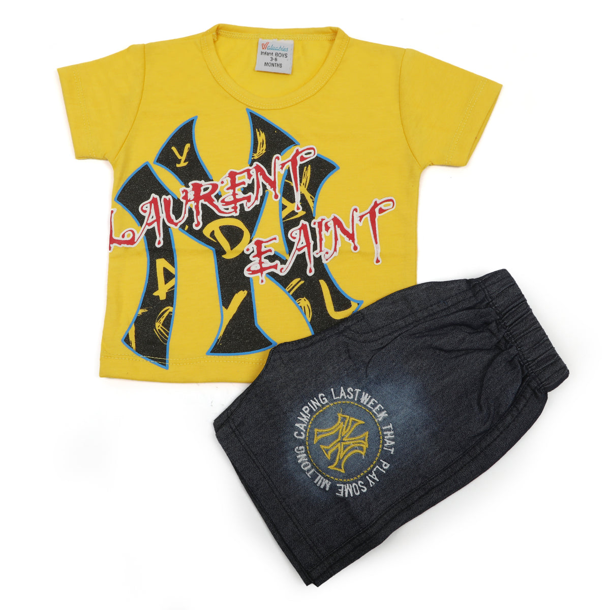 Newborn Boys Half Sleeves Suit - Yellow, Newborn Boys Sets & Suits, Chase Value, Chase Value