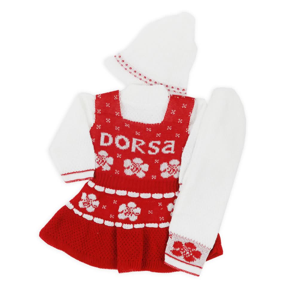 Newborn Girls Full Sleeves Sweater Suit - Red, Newborn Girls Sets & Suits, Chase Value, Chase Value