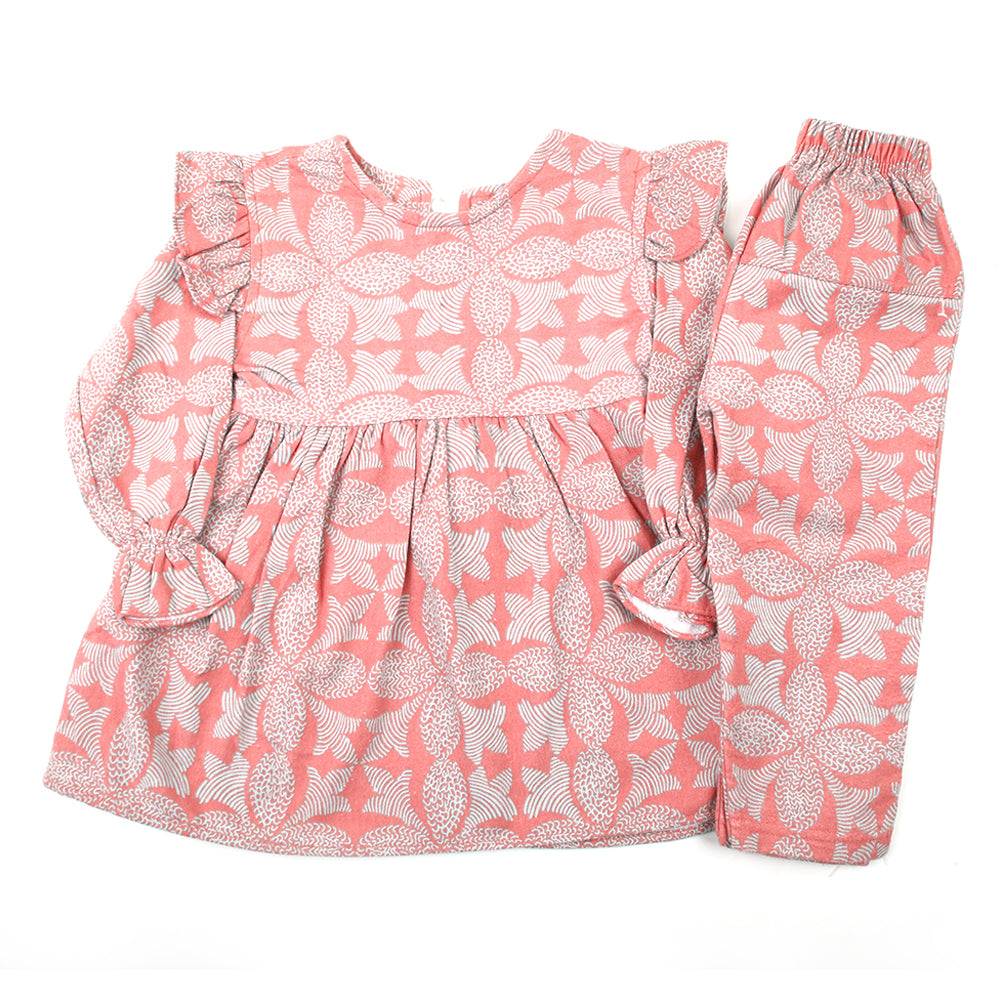 Girls Full Sleeves Flannel Suit - Peach, Girls Suits, Chase Value, Chase Value