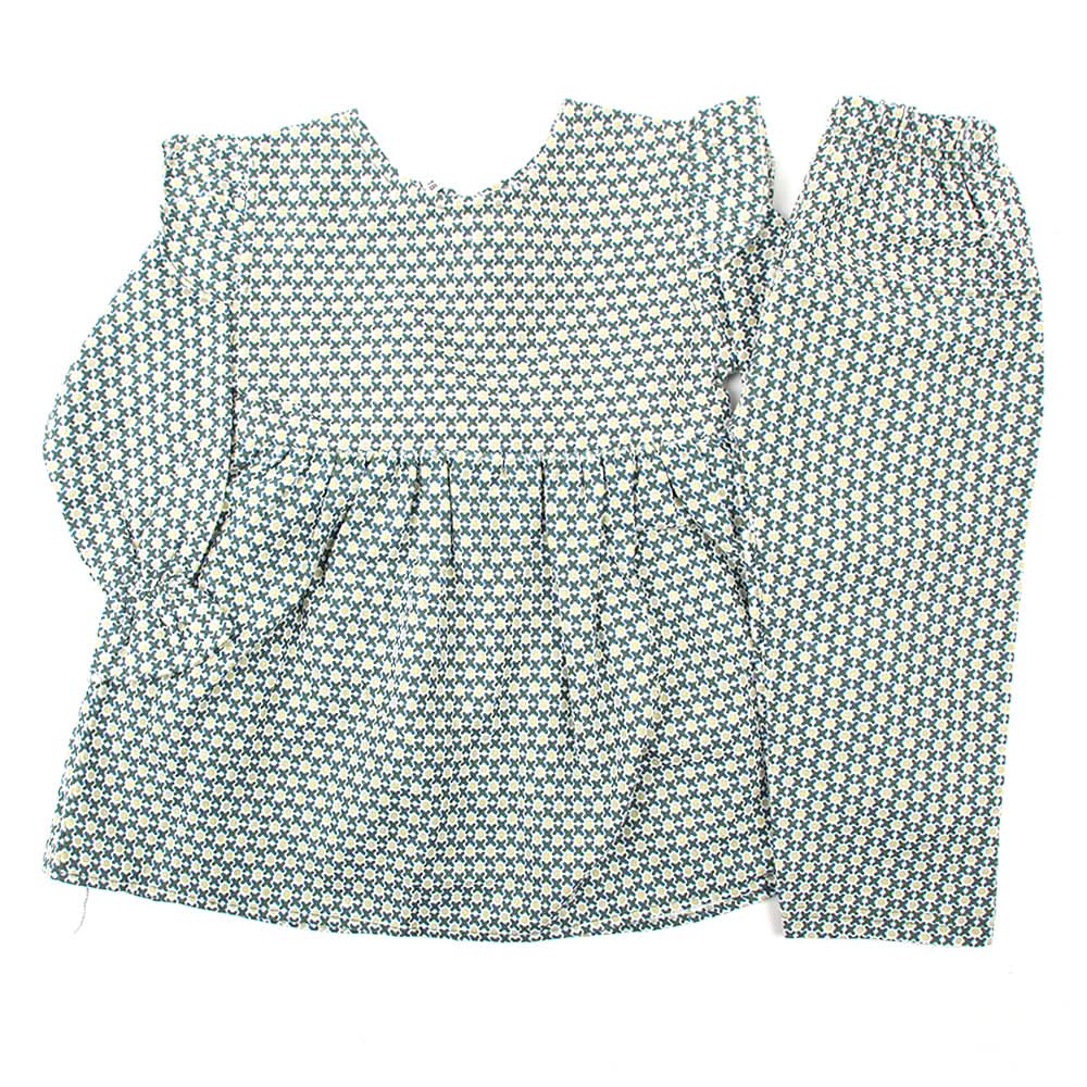 Girls Full Sleeves Flannel Suit - Green, Girls Shalwar Kameez, Chase Value, Chase Value