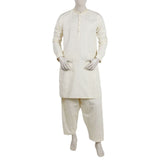 Men's Embroidered Kurta Shalwar Suit - Cream, Men's Shalwar Kameez, Chase Value, Chase Value