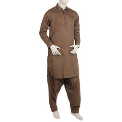 Men's Stitched Shalwar Suit - Brown