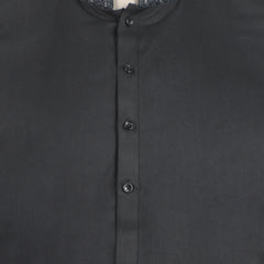 Men's Embroidered Stitched Shalwar Suit - Black