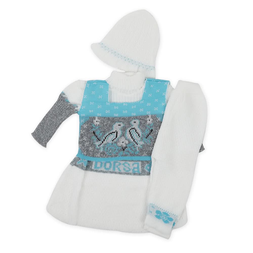 Newborn Girls Full Sleeves Sweater Suit - Sky Blue, Newborn Girls Sets & Suits, Chase Value, Chase Value