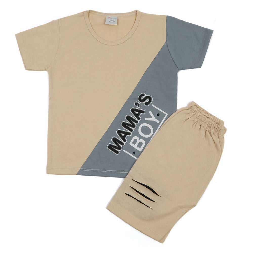 Boys Half Sleeves Short Suit - Fawn, Boys Sets & Suits, Chase Value, Chase Value