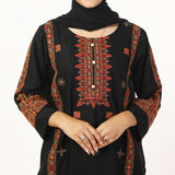 Women's Cotton Embroidered 2Pcs Suit - Black, Women Shalwar Suits, Chase Value, Chase Value