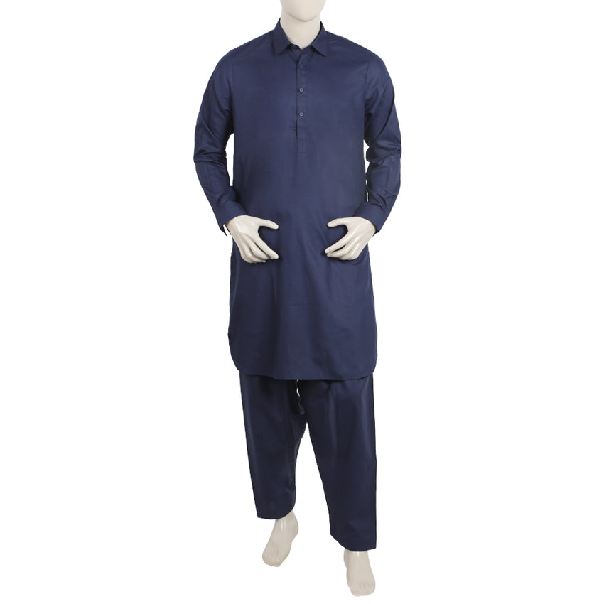 Men's Stitched Shalwar Suit - Navy Blue