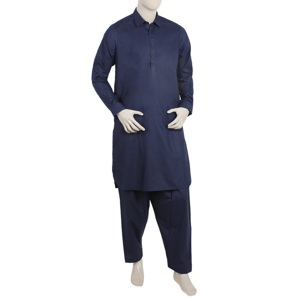 Men's Stitched Shalwar Suit - Navy Blue