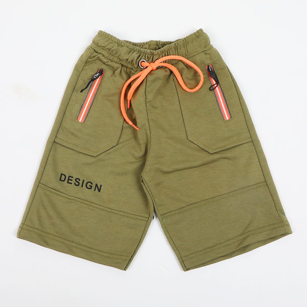 Boy Knitted Shorts - Olive Green