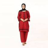 Women's Cotton Embroidered 2Pcs Suit - Red, Women Shalwar Suits, Chase Value, Chase Value